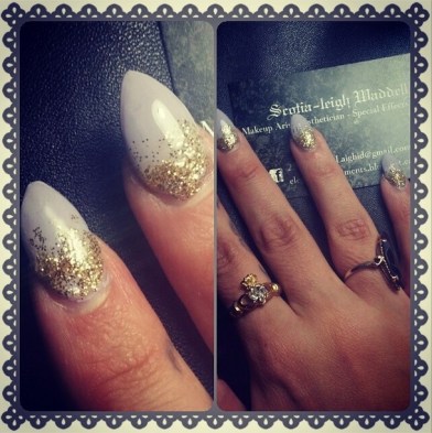 mauve with gold sparkle